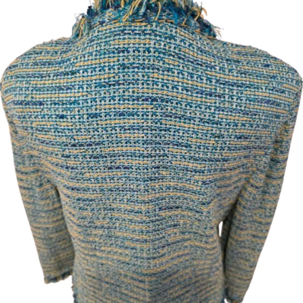St. John Couture Skirt Suit Size 10 Multicolor Aqua Blue Green Tweed - Picture 13 of 14